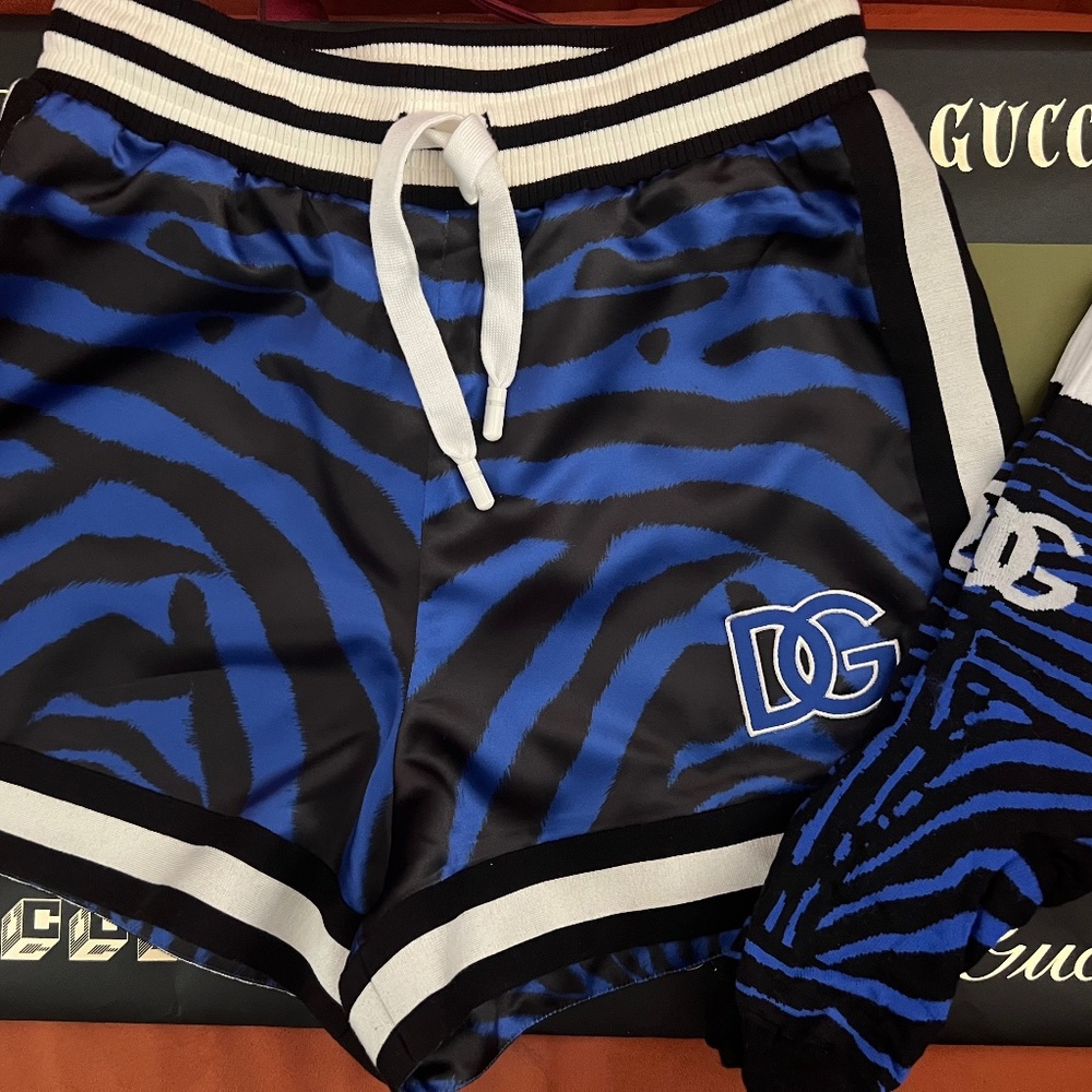 DOLCE&GABBANA Zebra Print Logo Shorts w/ matching socks
